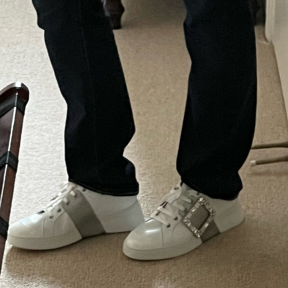 Brand New! Roger Vivier Viv' Skate Strass Buckle White Leather Sneakers EU 41 - Picture 14 of 14